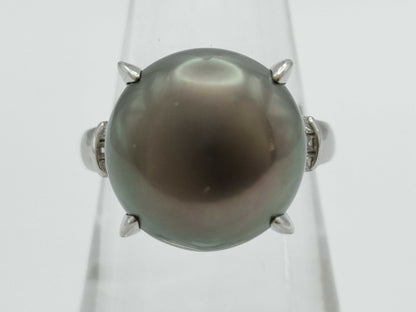 Pearl Ring, Diameter: Approx. 14.4mm, D0.22ct, Pt900, 11.8g 