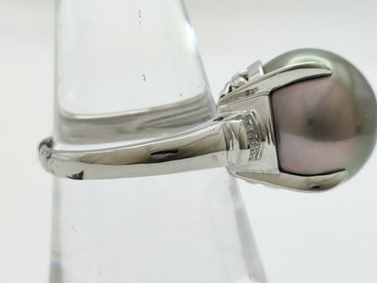 Pearl Ring, Diameter: Approx. 14.4mm, D0.22ct, Pt900, 11.8g 