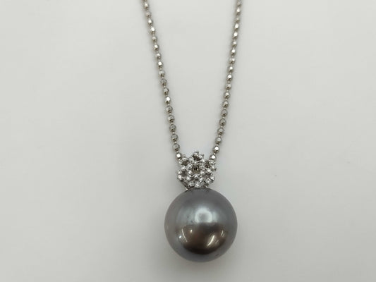 Pearl Necklace, Diameter: Approx. 16.2mm, D0.16ct, 18K White Gold, 15.0g 