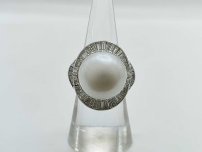 Pearl Ring, Diameter: Approx. 14.3mm, D1.95ct, Pt900, 19.4g 