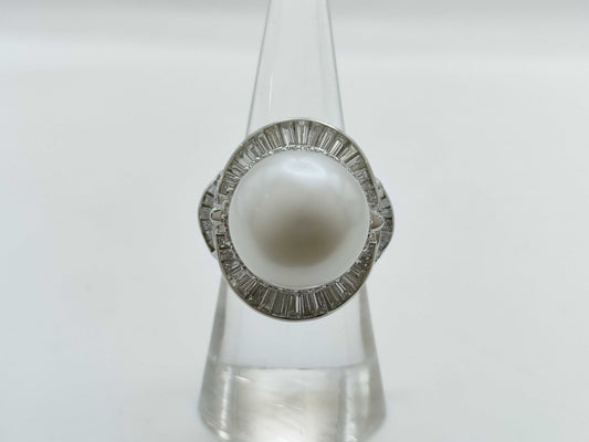 Pearl Ring, Diameter: Approx. 14.3mm, D1.95ct, Pt900, 19.4g 