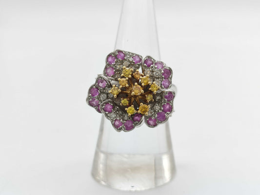 MIKIMOTO Colored Stone 1.06ct D0.79ct K18 13.0g Ring 