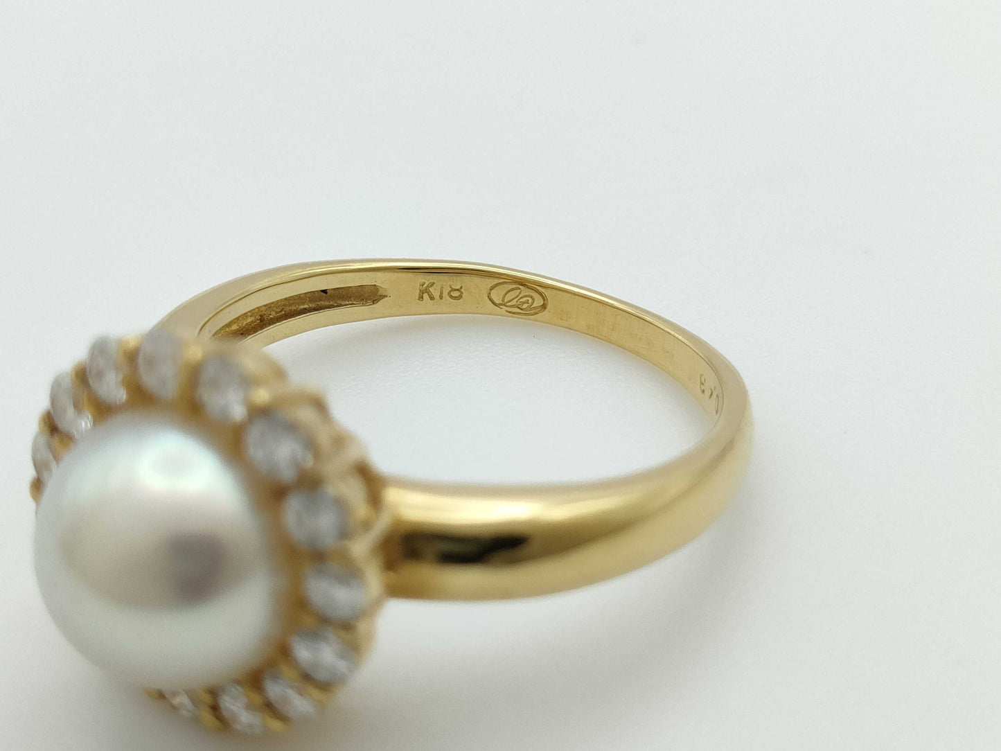 Pearl, Diameter: Approx. 8.2mm, D0.43ct, 18K Gold, 4.4g, Ring 