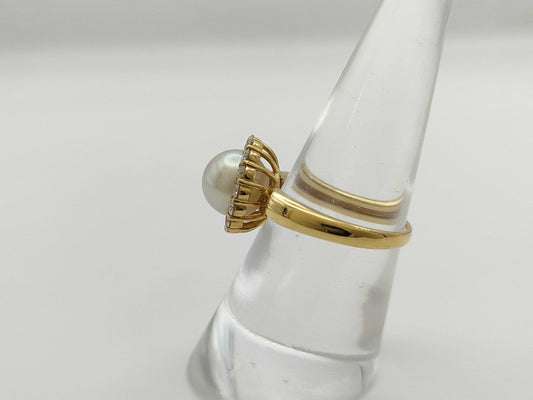 Pearl, Diameter: Approx. 8.2mm, D0.43ct, 18K Gold, 4.4g, Ring 