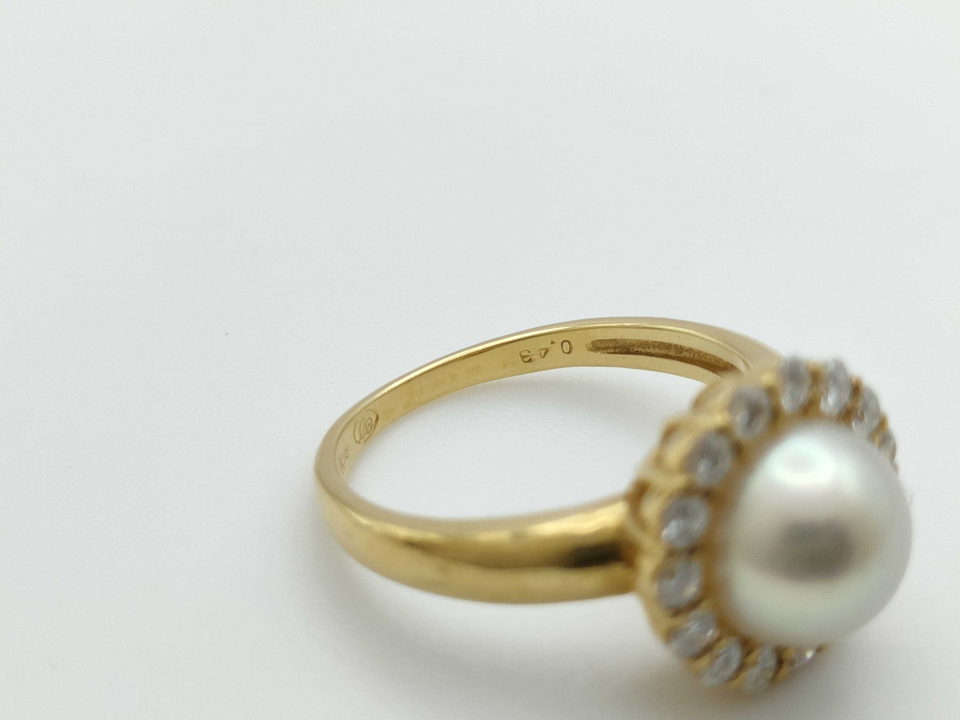 Pearl, Diameter: Approx. 8.2mm, D0.43ct, 18K Gold, 4.4g, Ring 