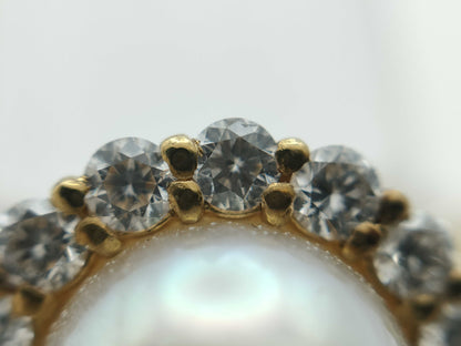 Pearl, Diameter: Approx. 8.2mm, D0.43ct, 18K Gold, 4.4g, Ring 