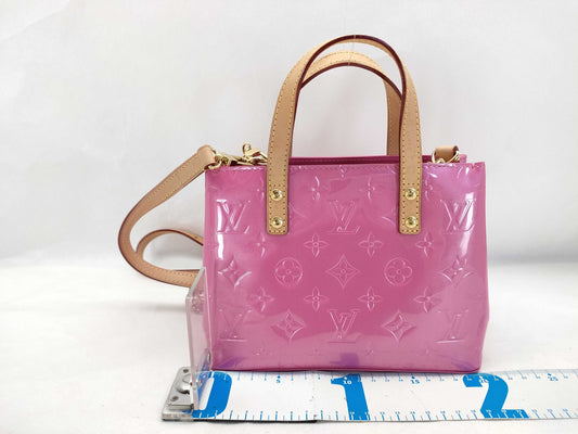 LOUIS VUITTON Vernis Reed PM Neon Pink M42028 Hair Clip LV Pink M03028 Handbag
