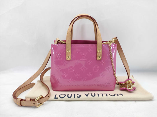 LOUIS VUITTON Vernis Reed PM Neon Pink M42028 Hair Clip LV Pink M03028 Handbag