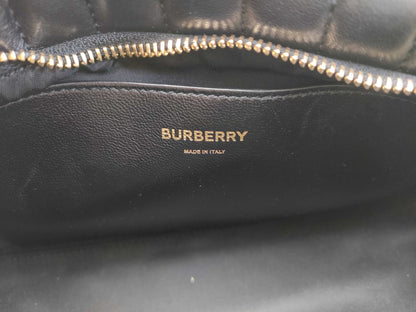 BURBERRY TB logo quilted leather chain shoulder bag in black