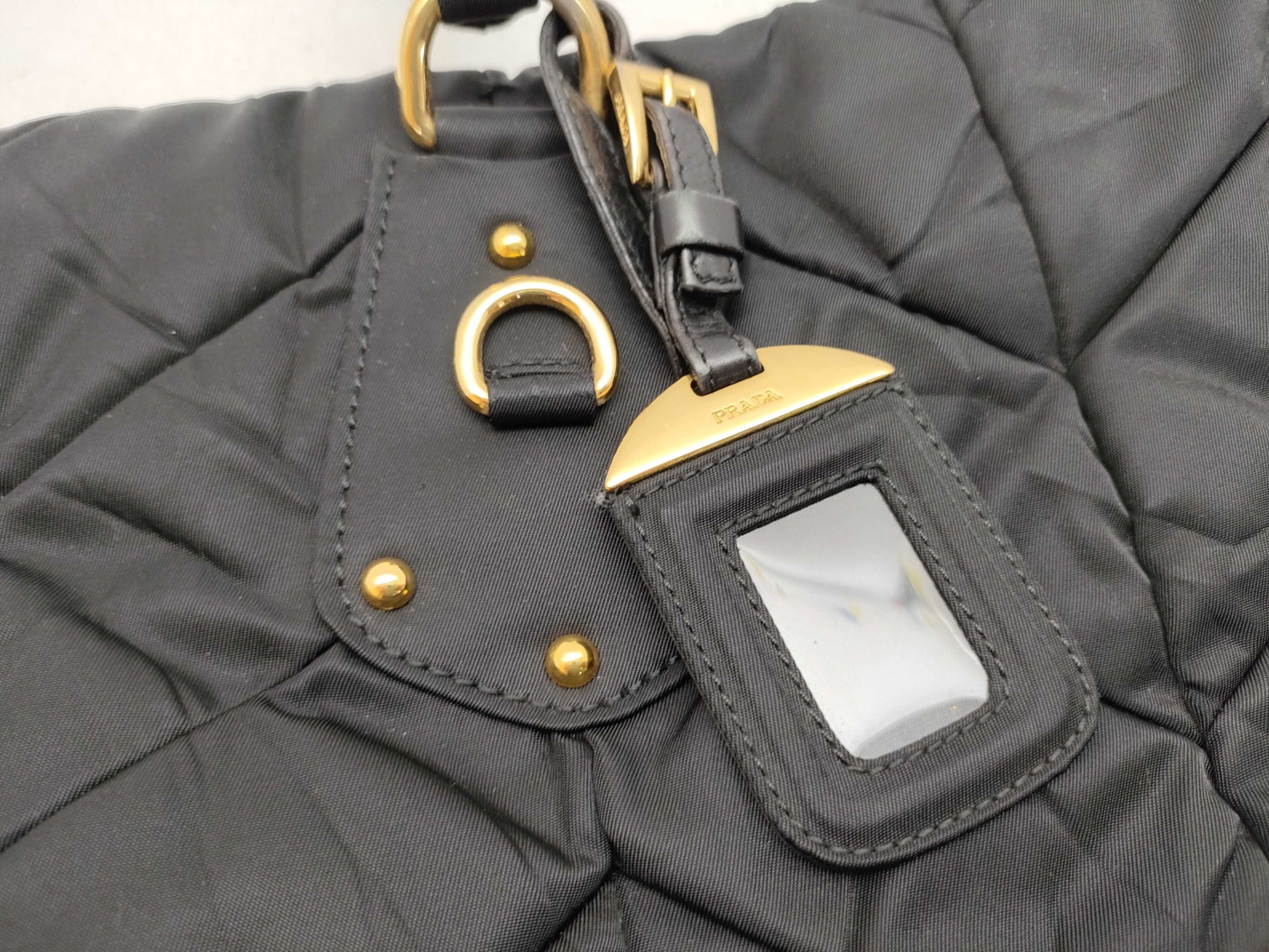 PRADA Prada Handbag Quilted Nylon Black BN1543 Handbag