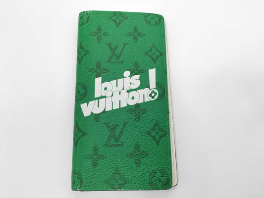 LOUIS VUITTON RFID Verified Louis Vuitton Everyday LV Portefeuille Brazza Long Wallet Green Wallet