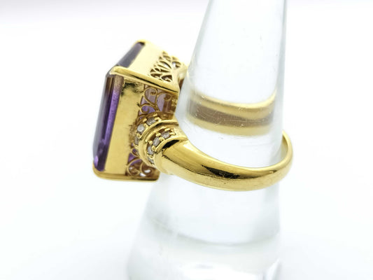Ametrine 15.70ct D0.28ct K18 15.8g Ring 