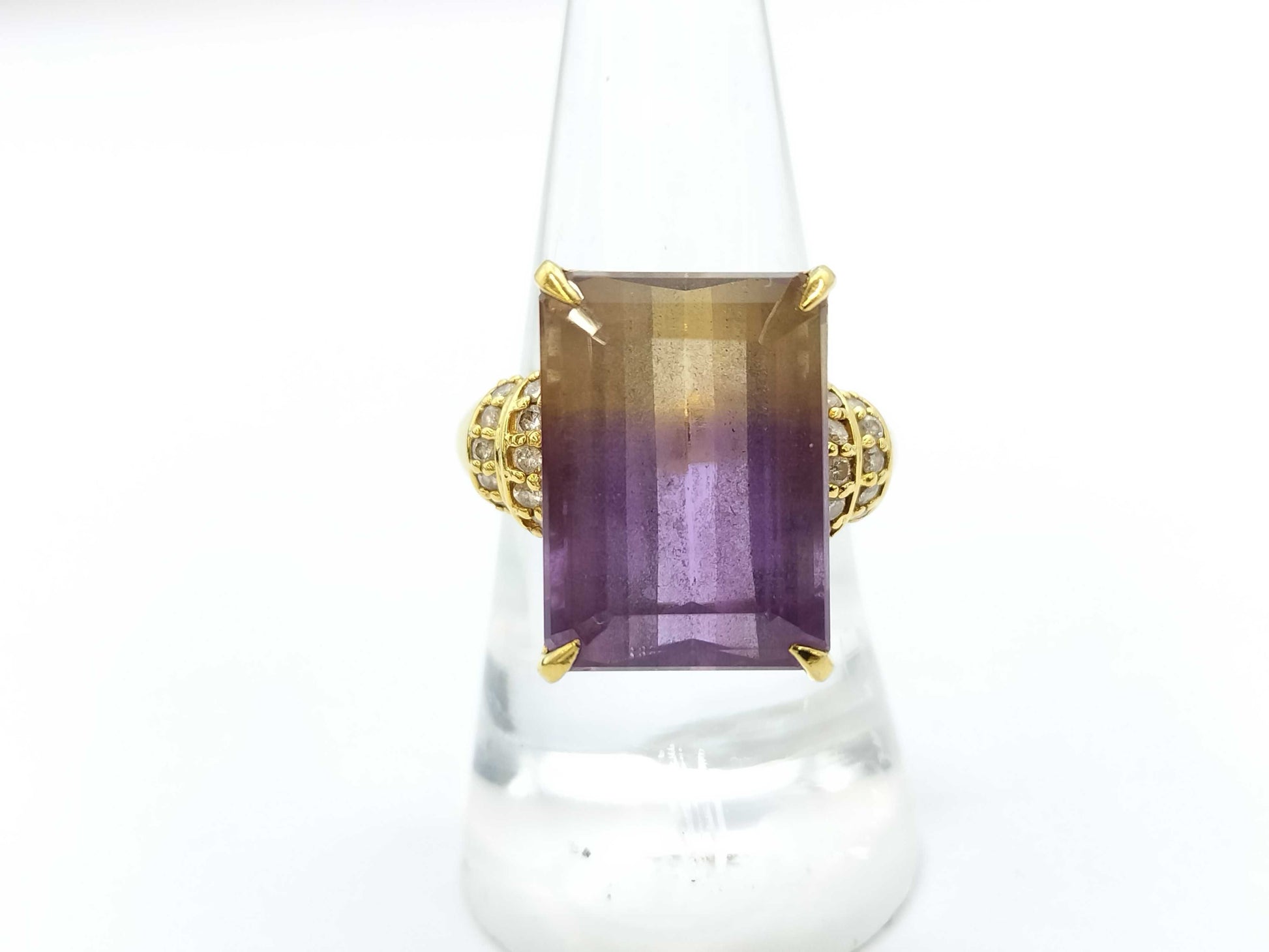 Ametrine 15.70ct D0.28ct K18 15.8g Ring 