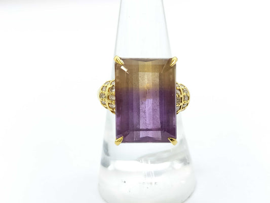 Ametrine 15.70ct D0.28ct K18 15.8g Ring 