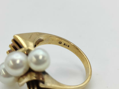 MIKIMOTO Pearl Ring, Diameter 5.3-6.0mm, 14K Gold, 7.6g 