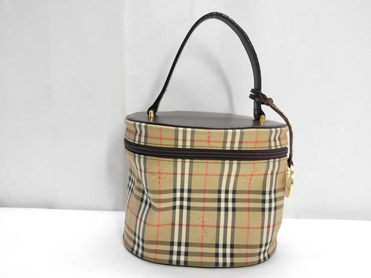 BURBERRY BURBERRY Vanity Bag Beige x Check Brown Vanity Bag