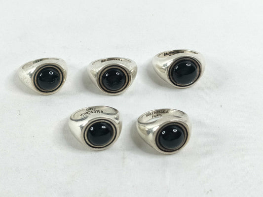 BALENCIAGA BALENCIAGA Ring Set with Black Stones, 925, Total Weight 68.3g