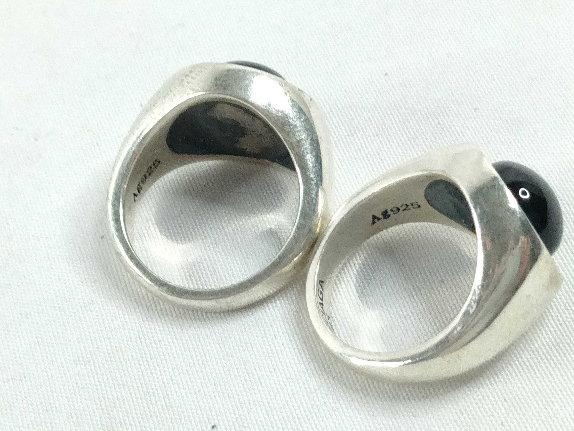 BALENCIAGA BALENCIAGA Ring Set with Black Stones, 925, Total Weight 68.3g