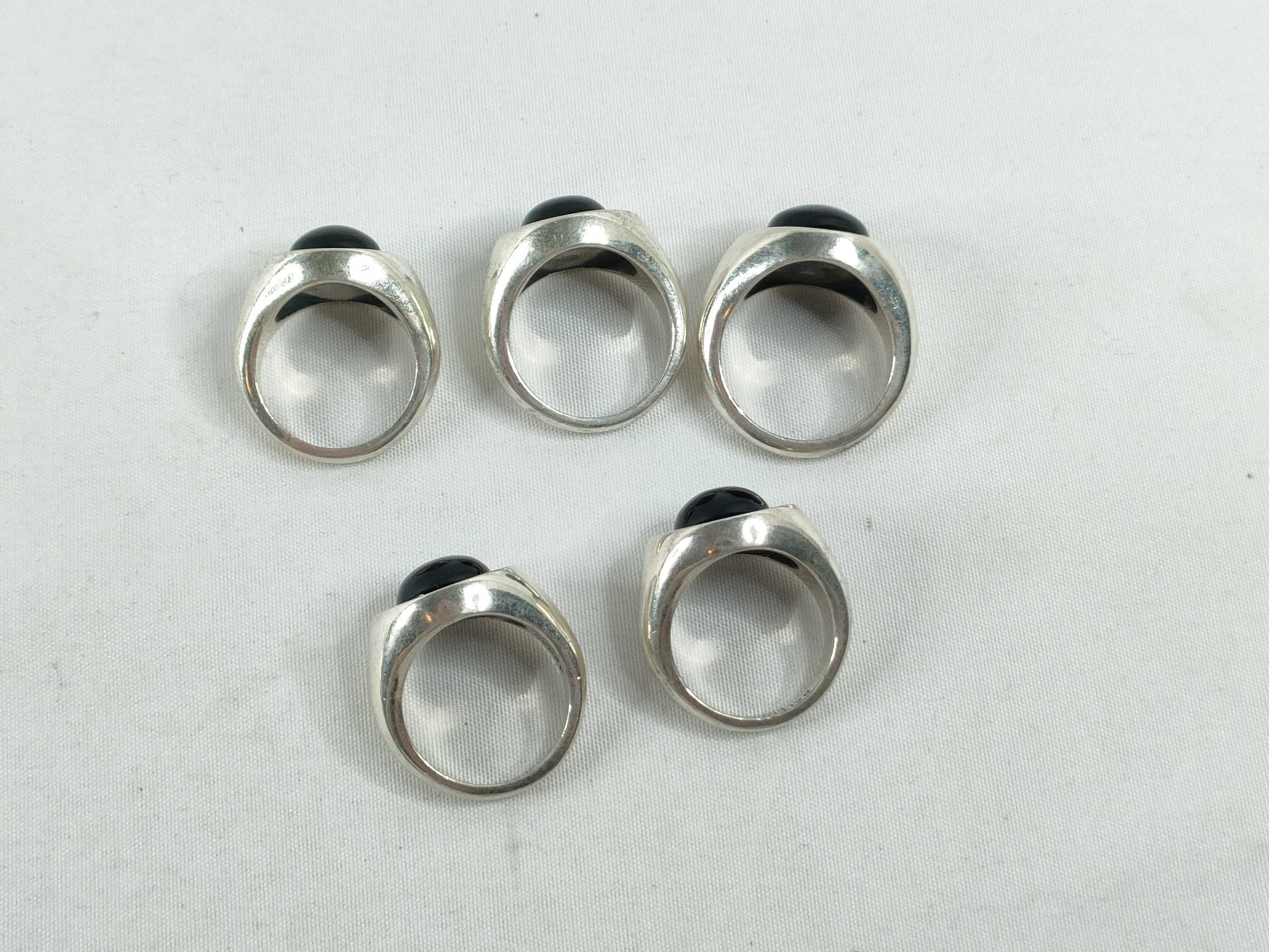 BALENCIAGA BALENCIAGA Ring Set with Black Stones, 925, Total Weight 68.3g