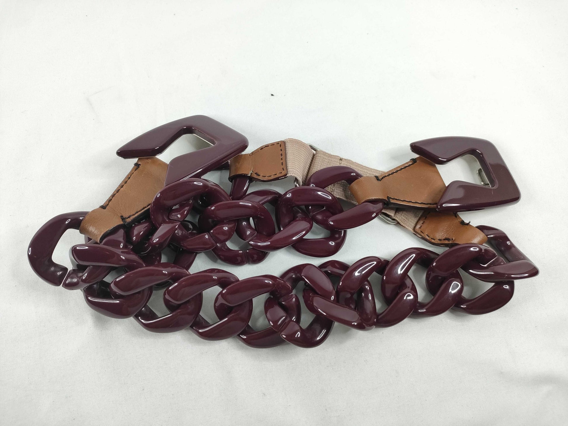 PRADA PRADA Belt Plastic Chain/Rubber Brown Belt