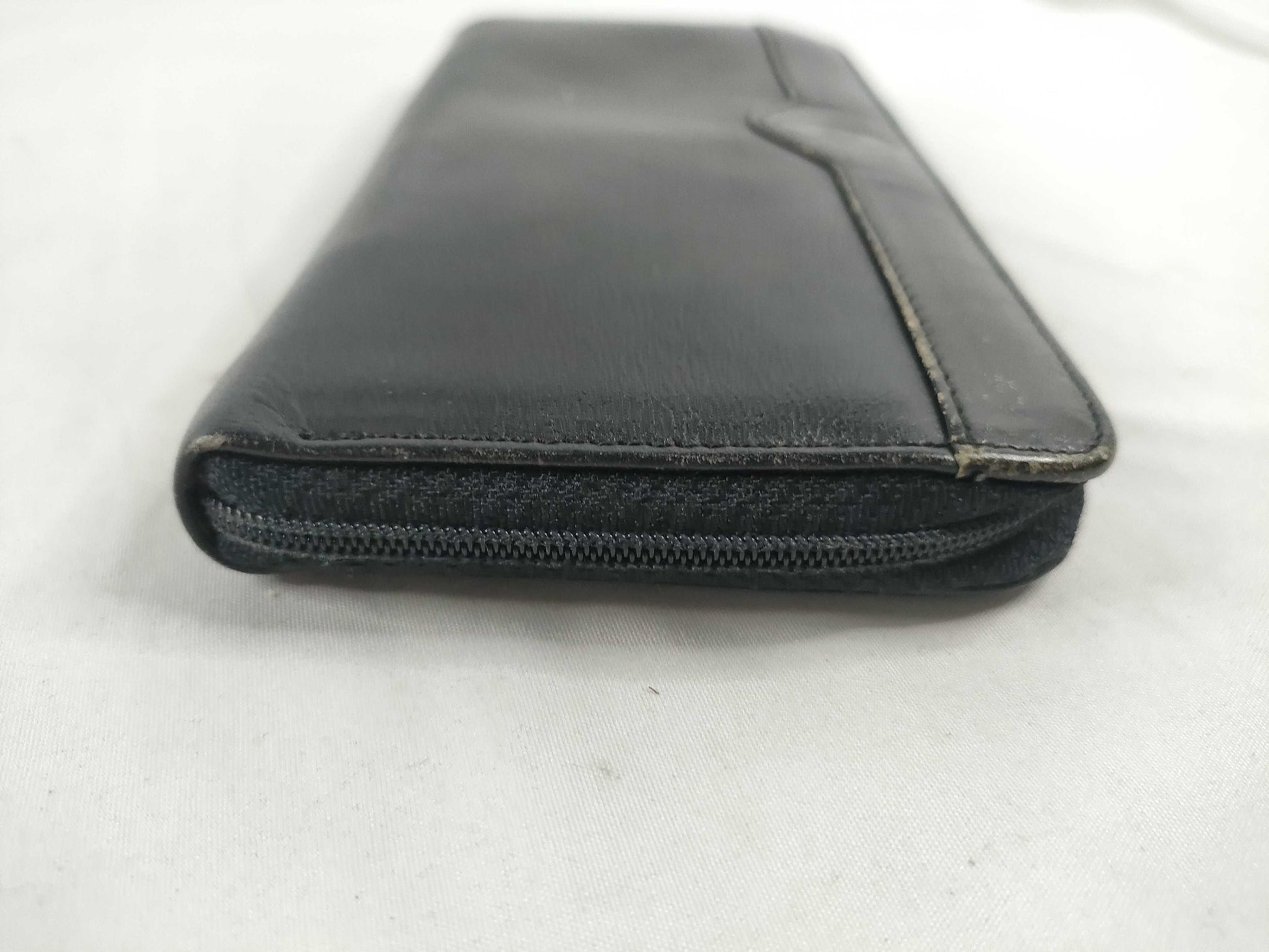 Dior Christian Dior Round Zip Long Wallet Black Leather Wallet