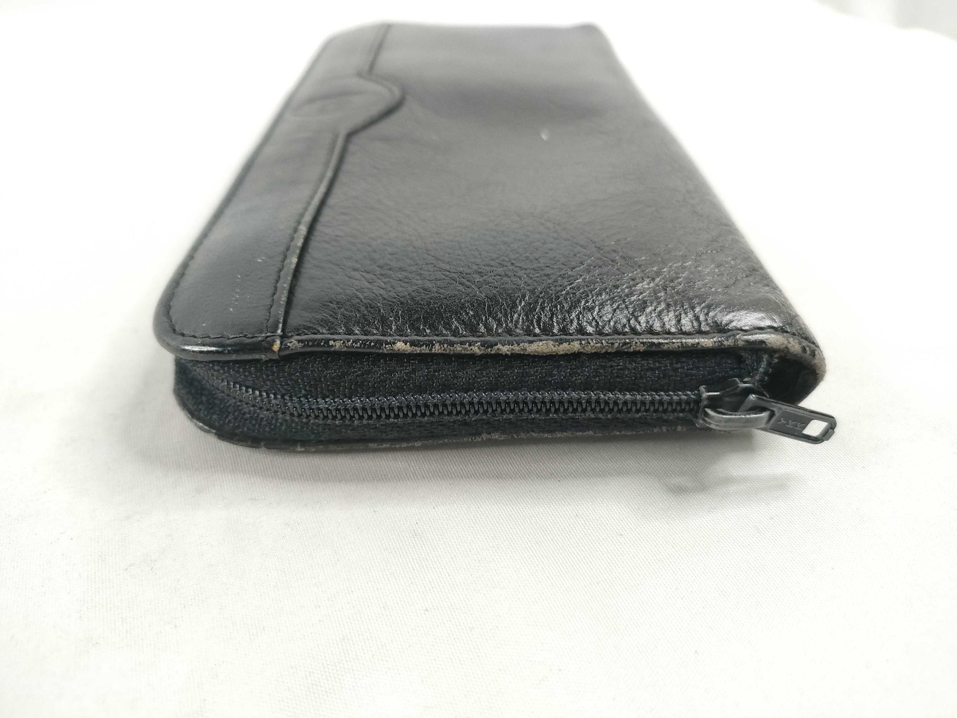 Dior Christian Dior Round Zip Long Wallet Black Leather Wallet
