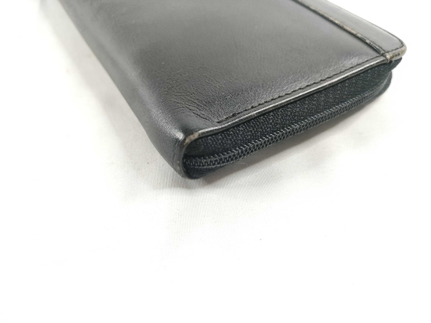 Dior Christian Dior Round Zip Long Wallet Black Leather Wallet