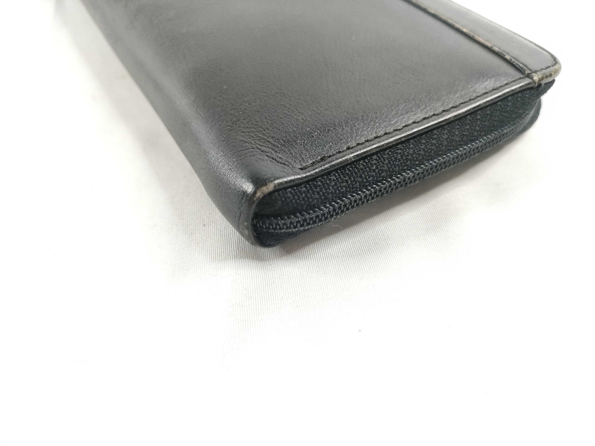 Dior Christian Dior Round Zip Long Wallet Black Leather Wallet