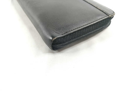 Dior Christian Dior Round Zip Long Wallet Black Leather Wallet