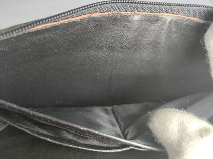 Dior Christian Dior Round Zip Long Wallet Black Leather Wallet