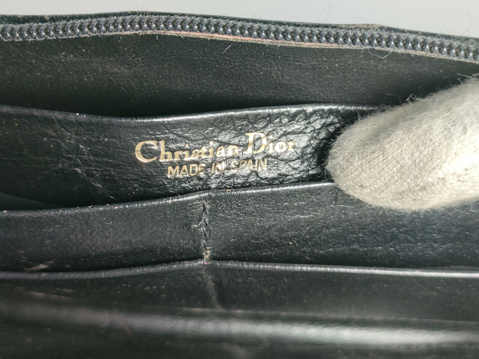 Dior Christian Dior Round Zip Long Wallet Black Leather Wallet