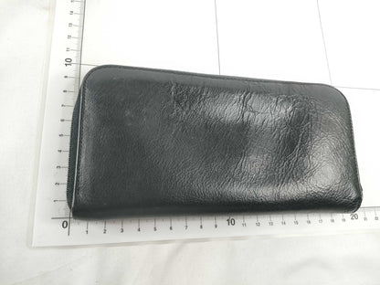 Dior Christian Dior Round Zip Long Wallet Black Leather Wallet
