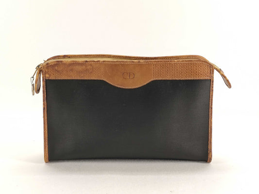 Dior Christian Dior Leather Second Bag Black x Brown Second Bag