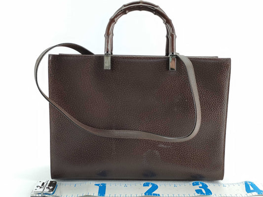 GUCCI Bamboo 2-Way Bag 002~ Brown Leather Handbag