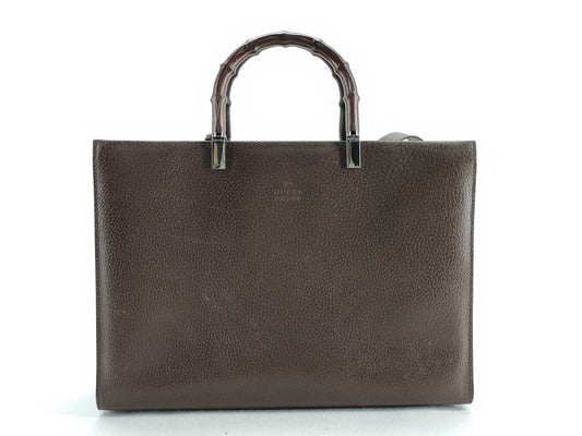 GUCCI Bamboo 2-Way Bag 002~ Brown Leather Handbag