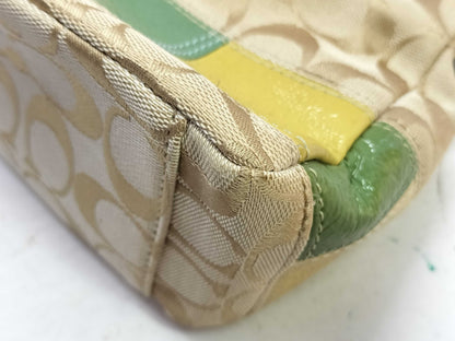 COACH Signature One-Shoulder Canvas Bag, No Serial Number, Beige/Multicolor, Handbag