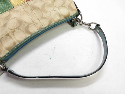 COACH Signature One-Shoulder Canvas Bag, No Serial Number, Beige/Multicolor, Handbag