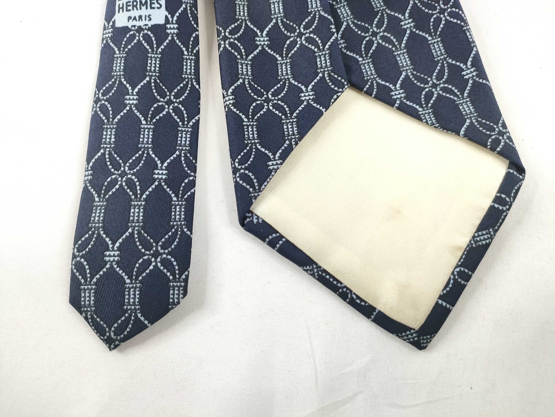 HERMES Hermes Tie Navy/With Tag Other Accessories