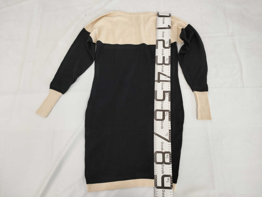 CHANEL CHANEL Dress Two-tone Cotton Knit Dress