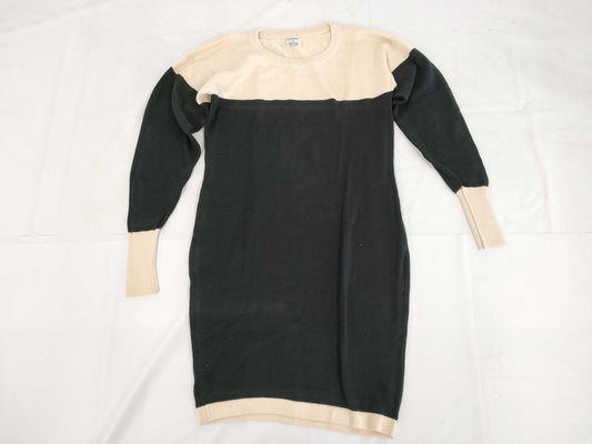 CHANEL CHANEL Dress Two-tone Cotton Knit Dress