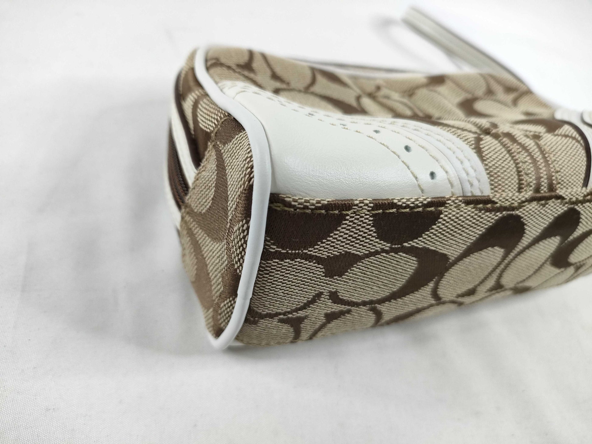 COACH Signature Pouch, Beige/White Canvas Pouch
