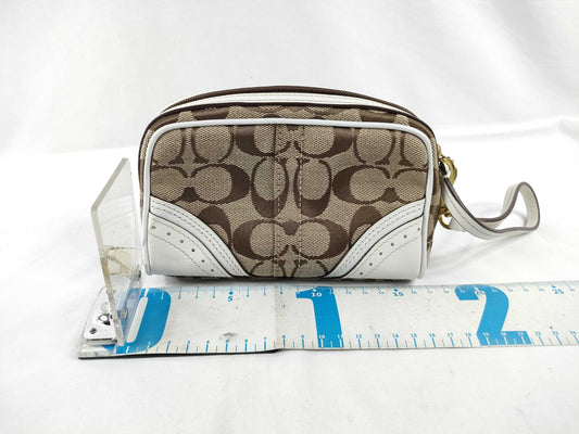 COACH Signature Pouch, Beige/White Canvas Pouch