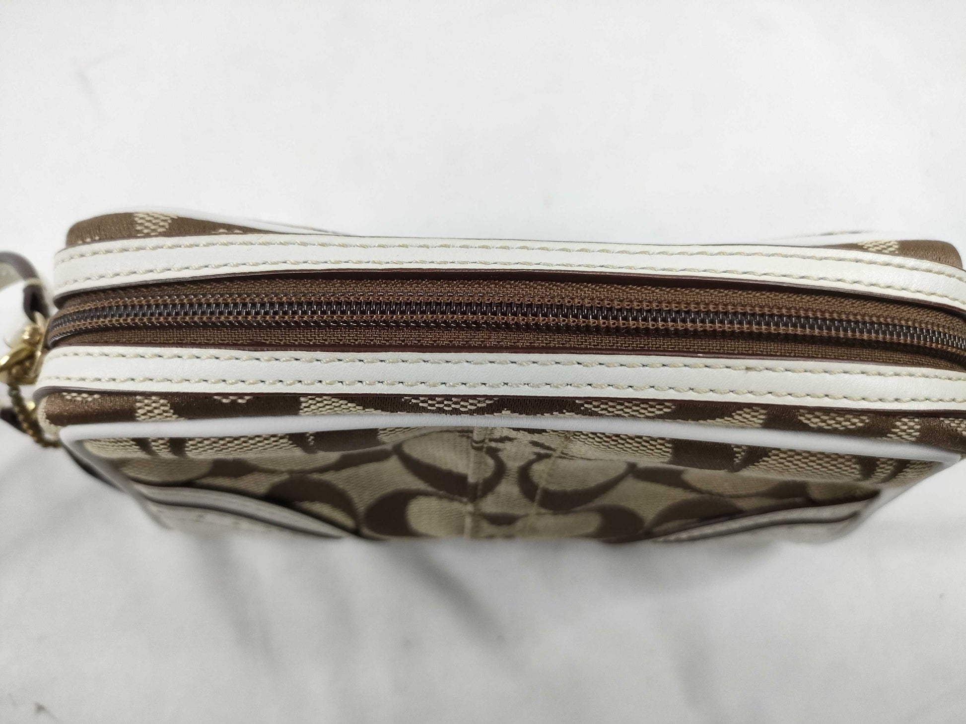 COACH Signature Pouch, Beige/White Canvas Pouch