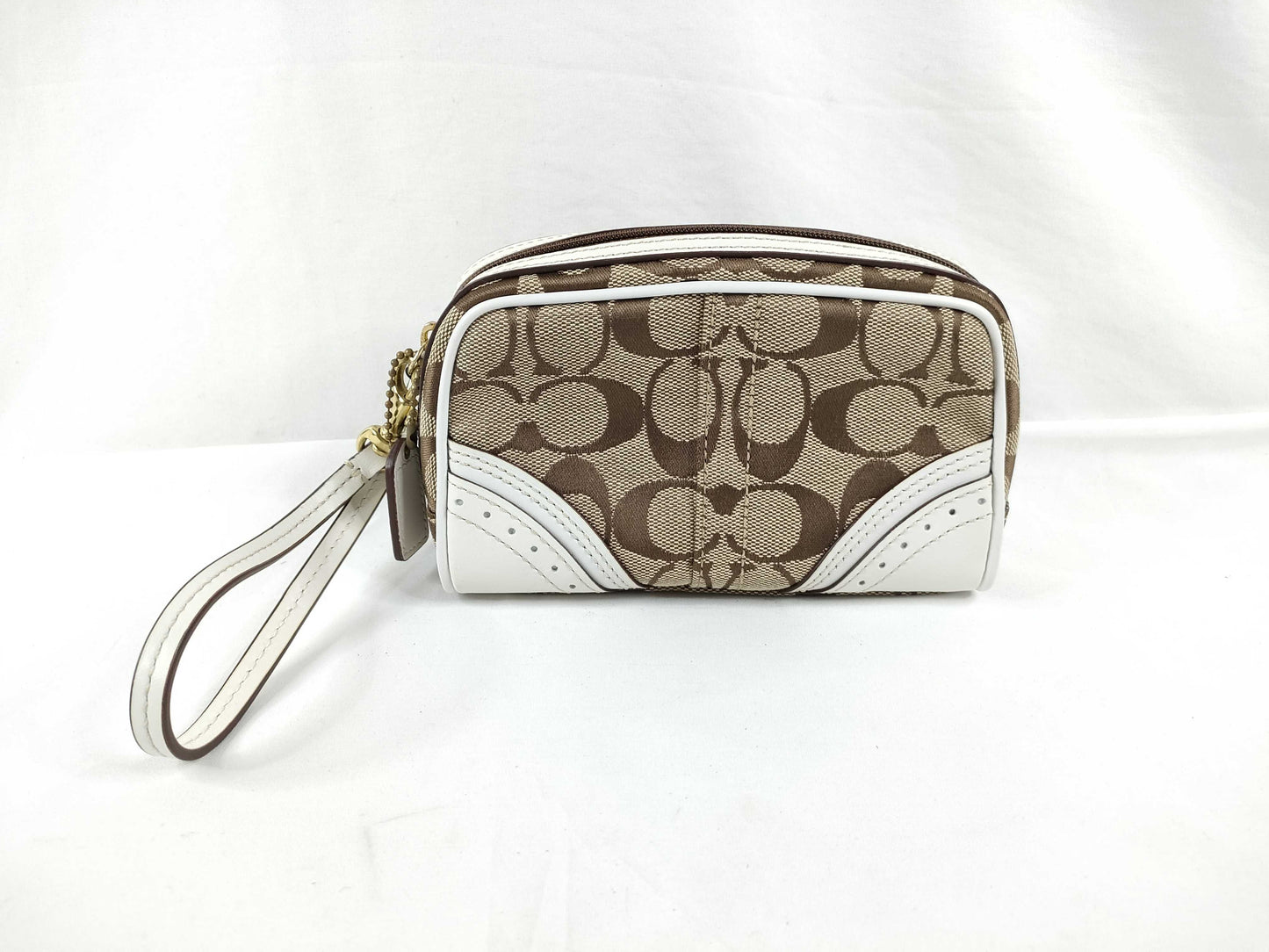 COACH Signature Pouch, Beige/White Canvas Pouch