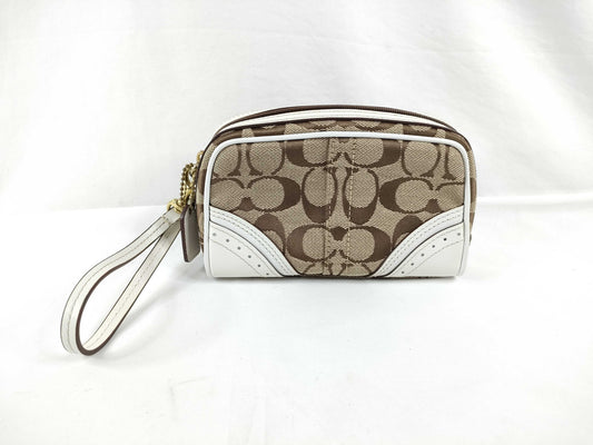 COACH Signature Pouch, Beige/White Canvas Pouch