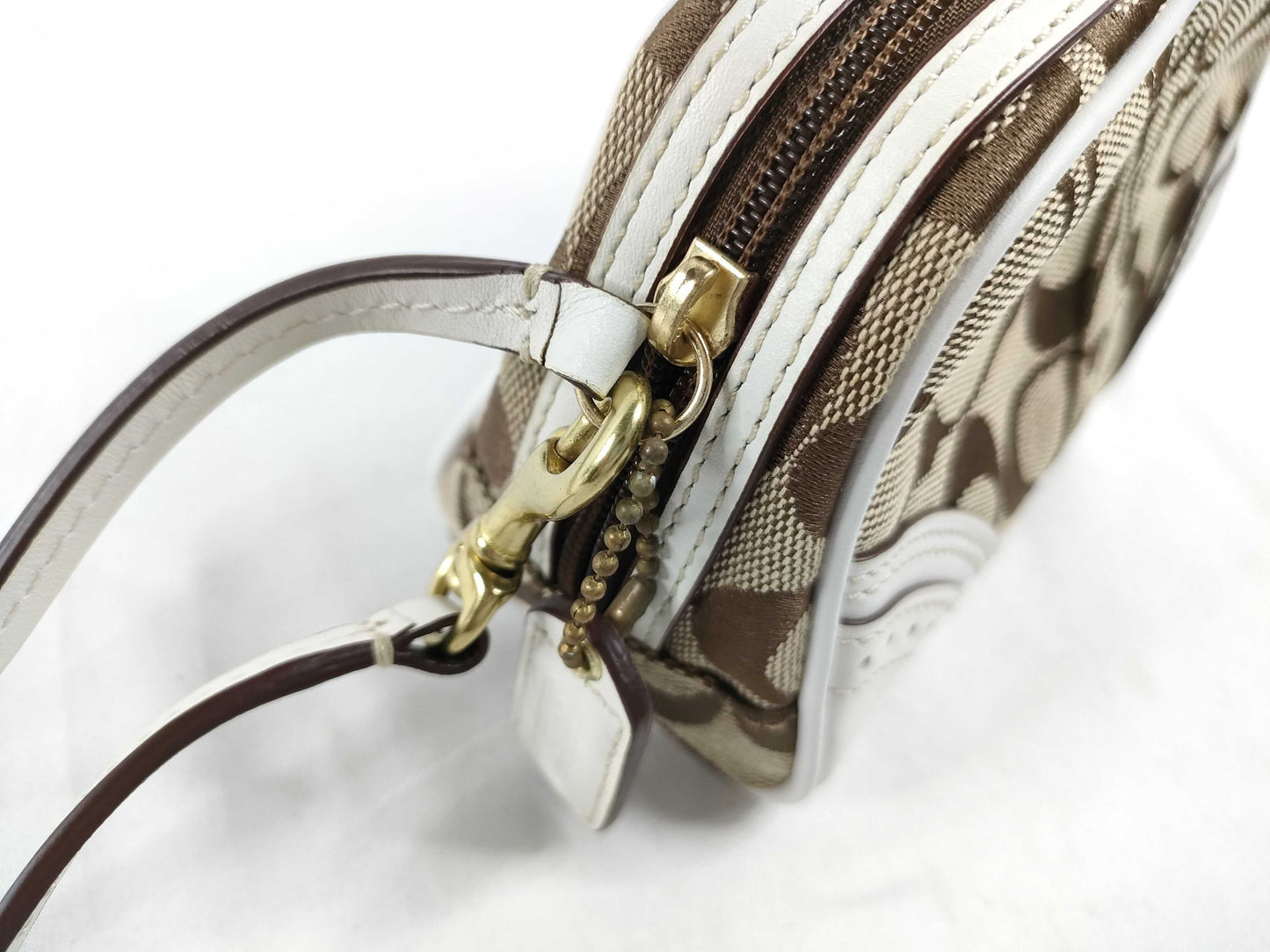 COACH Signature Pouch, Beige/White Canvas Pouch