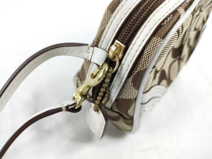 COACH Signature Pouch, Beige/White Canvas Pouch