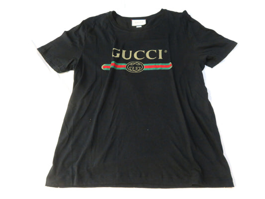 GUCCI GUCCI Logo Sherry T-shirt 440103 Size XL Black T-shirt