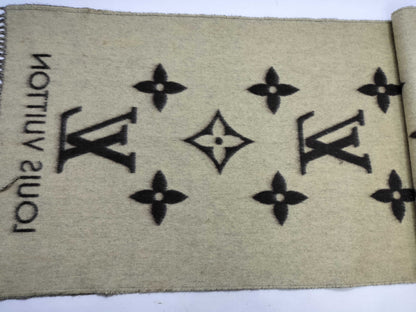LOUIS VUITTON LV Large Stole 100% Cashmere Brown x Beige Scarf
