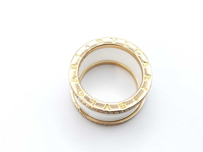 BVLGARI B.zero1 #54 White Ceramic Diamond 750 8.8g Ring 